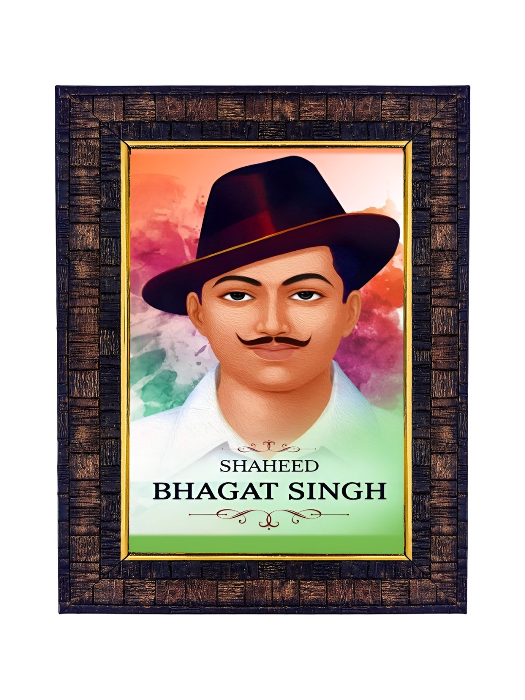 Hawai White & Blue Saheed Bhagat Singh Printed Wooden Wall Photo Frame