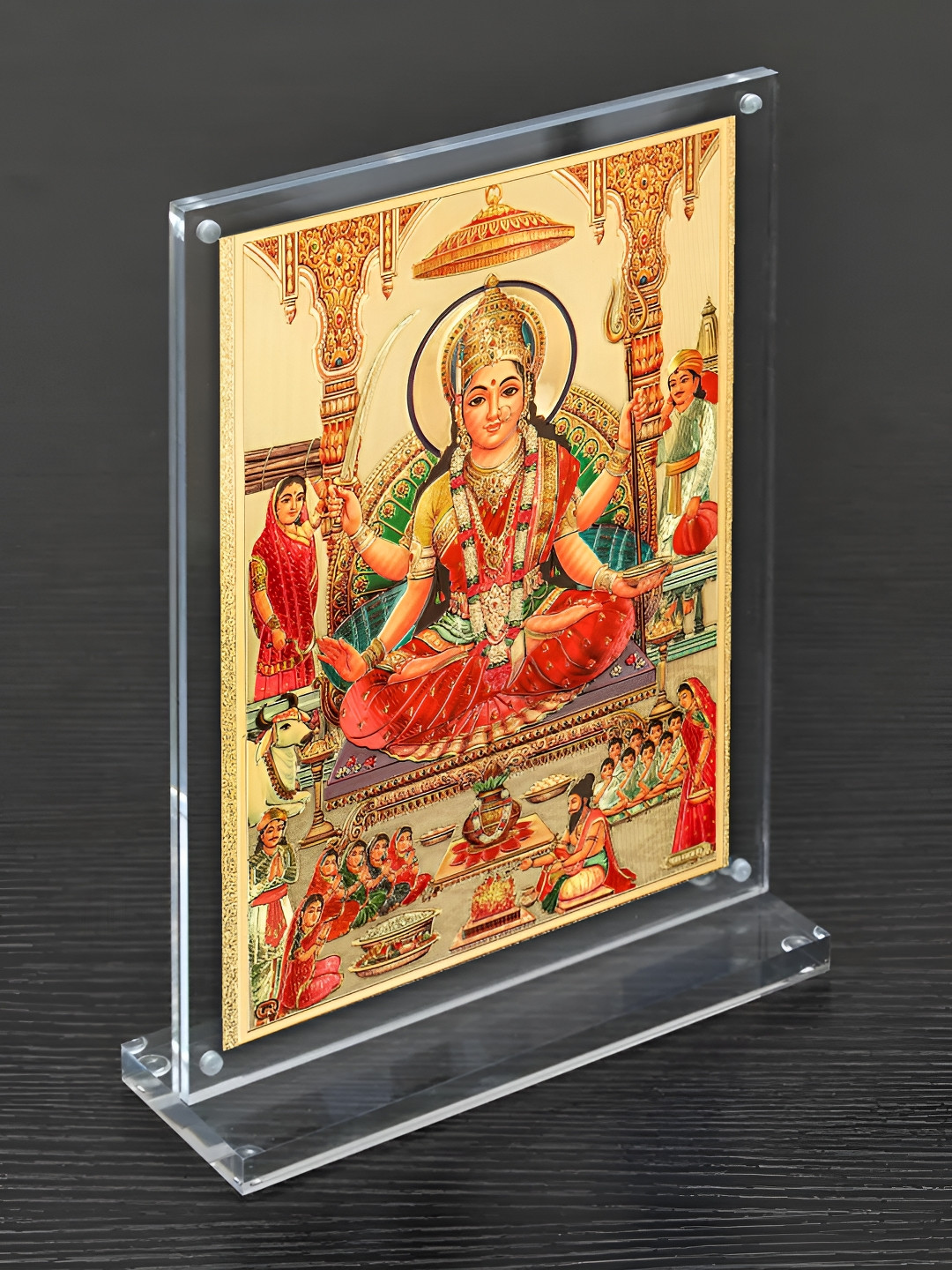 Hawai Gold-Toned & Red Maha Laxmi Acrylic Wall Photo Frame