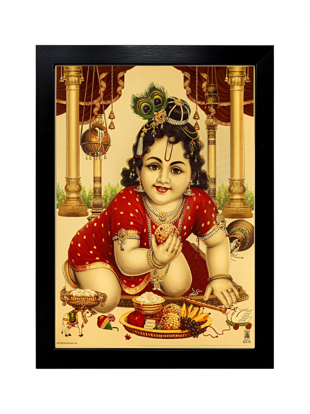 Hawai Gold-Toned Laddu Gopal Bal Krishna Wooden Wall Hanging Photo Frame