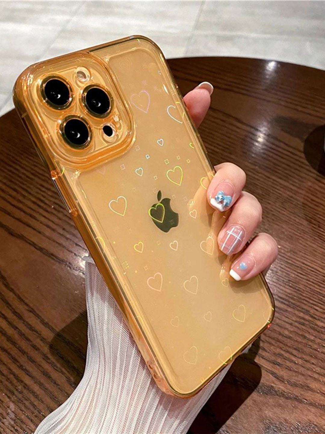 Luxury Kase LK121 Abstract Printed iPhone 13 Pro 3D Laser Glitter Love Heart Back Case