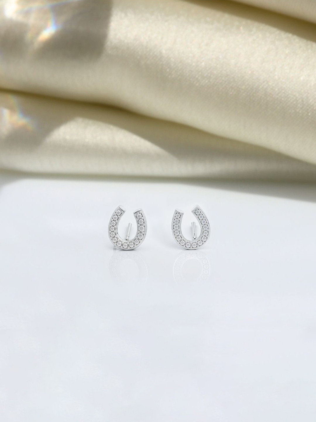HighSpark 925 Sterling Silver Plating Zircon Stones Studded Contemporary Studs