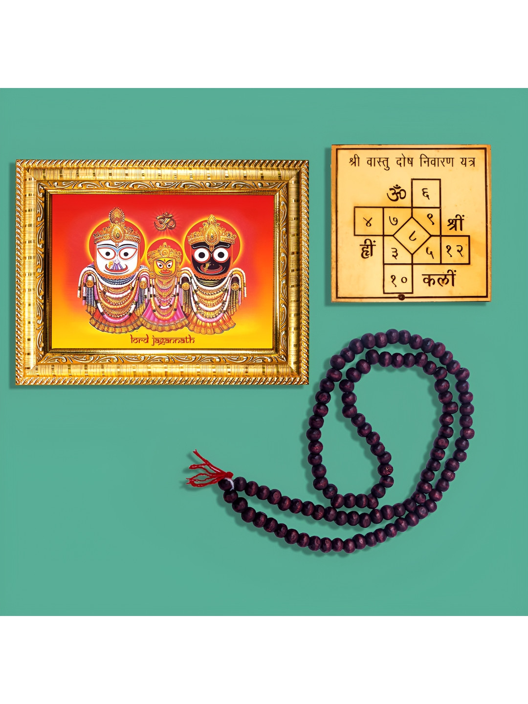 Hawai Gold Toned & Red Lord Jagannath Wooden Photo Frames