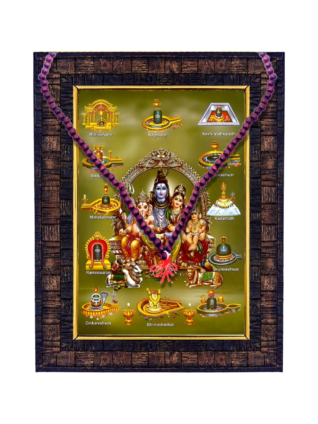 Hawai Green 2 Pieces Photo frame With 108 Beads Red Chandan Mala