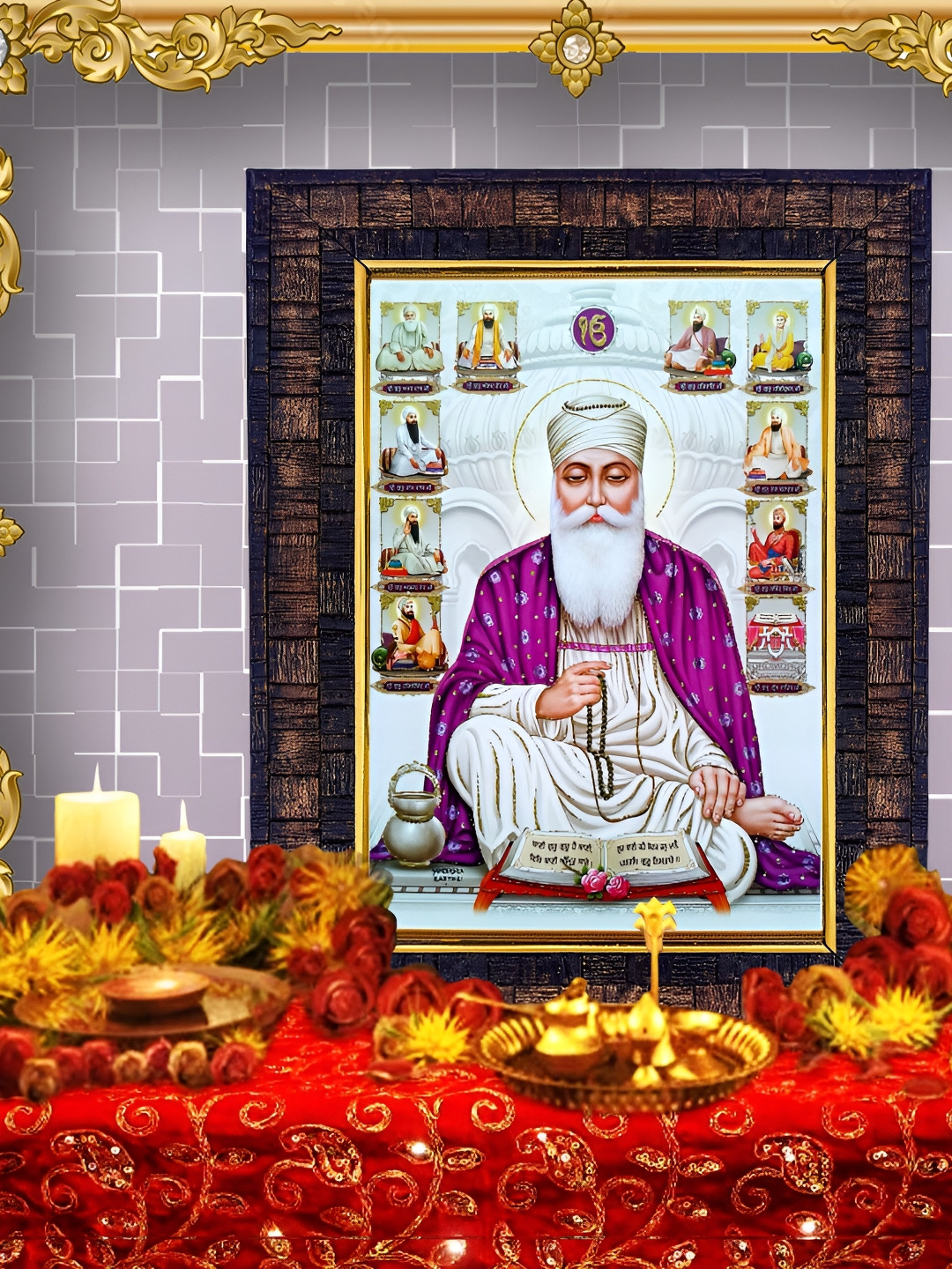 Hawai Black & White Guru Govind Singh Wooden Wall Photo Frame