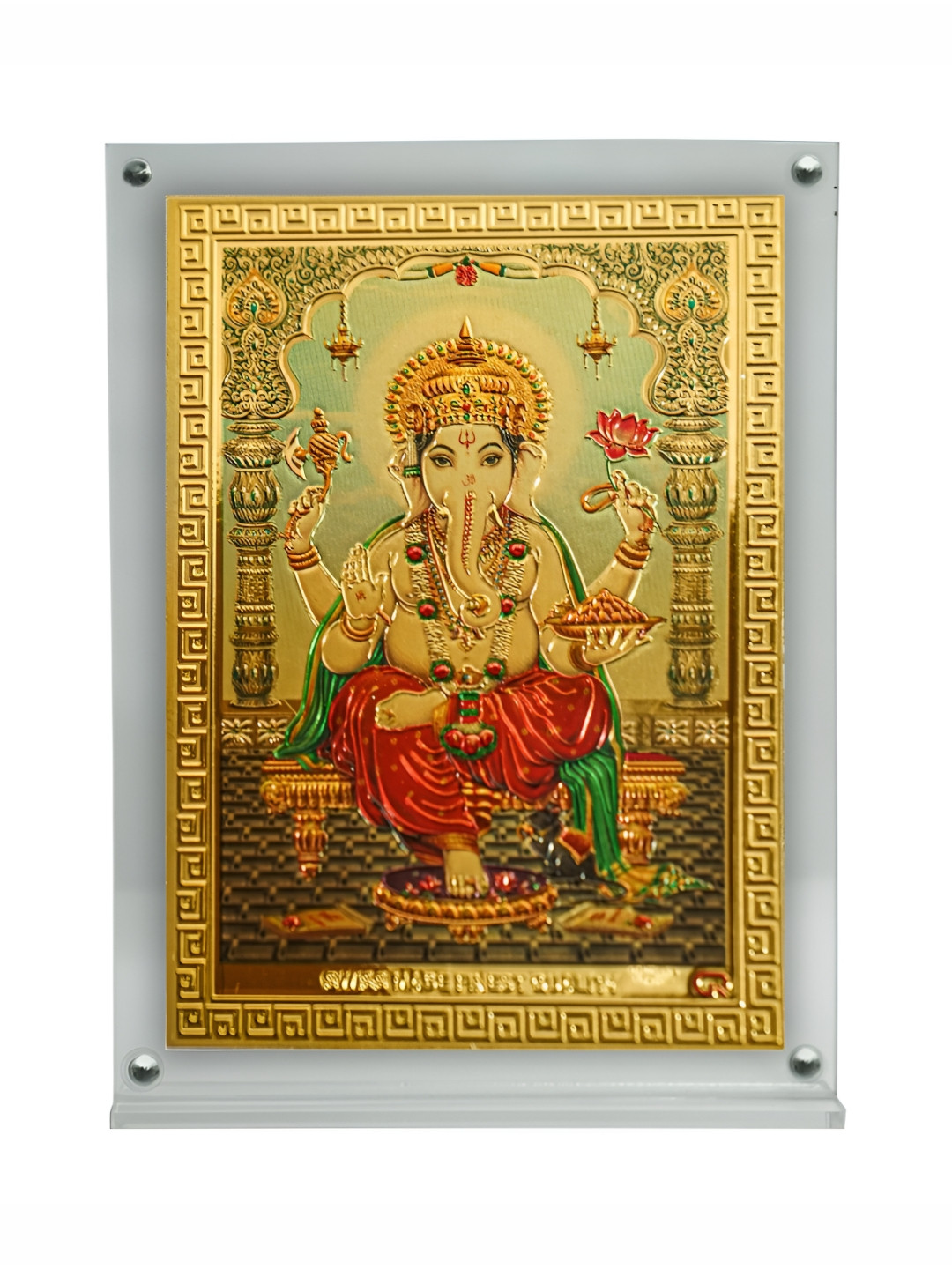 Hawai Gold-Toned and Red Shree Ganesh Acrylic Table Photo Frame