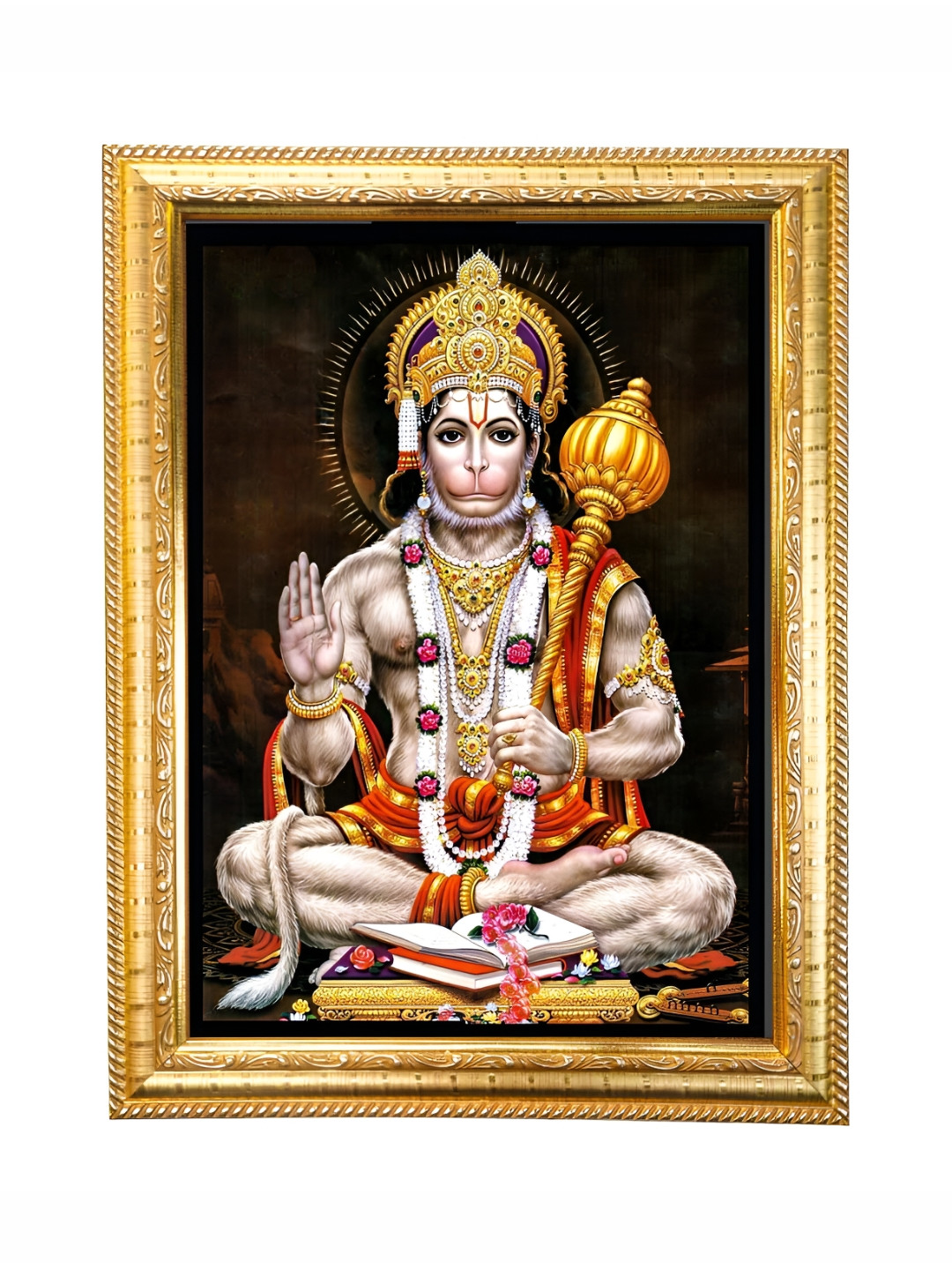 Hawai Gold-Toned & Red Lord Hanuman Wooden Photo Frame