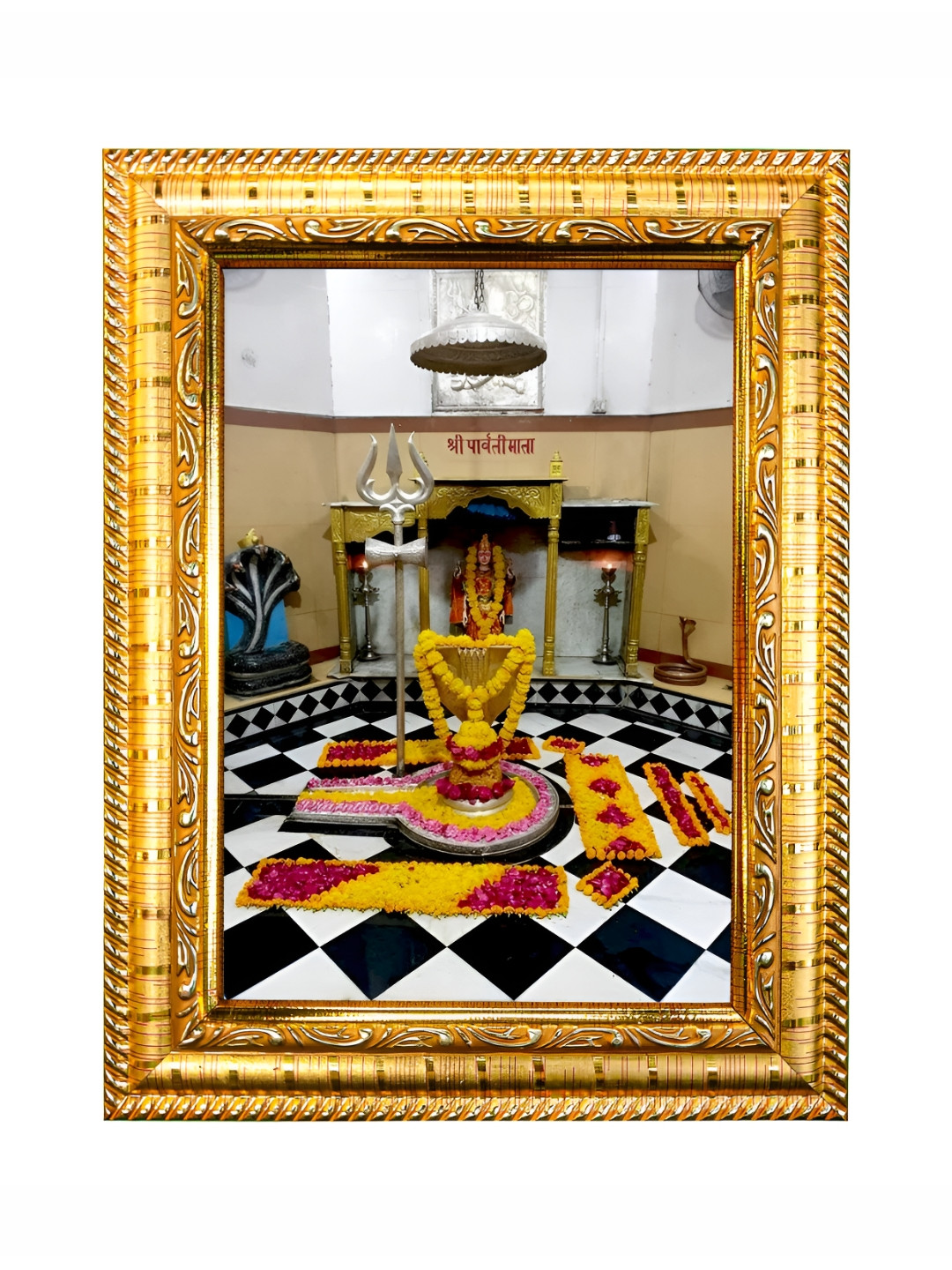 Hawai Gold Toned & Red Lord Nageshwar Jyotirlinga Wooden Photo Frame