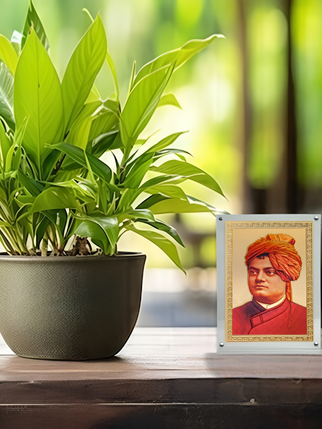 Hawai Gold-Toned & White Swami Vivekananda Acrylic Wall Photo Frame