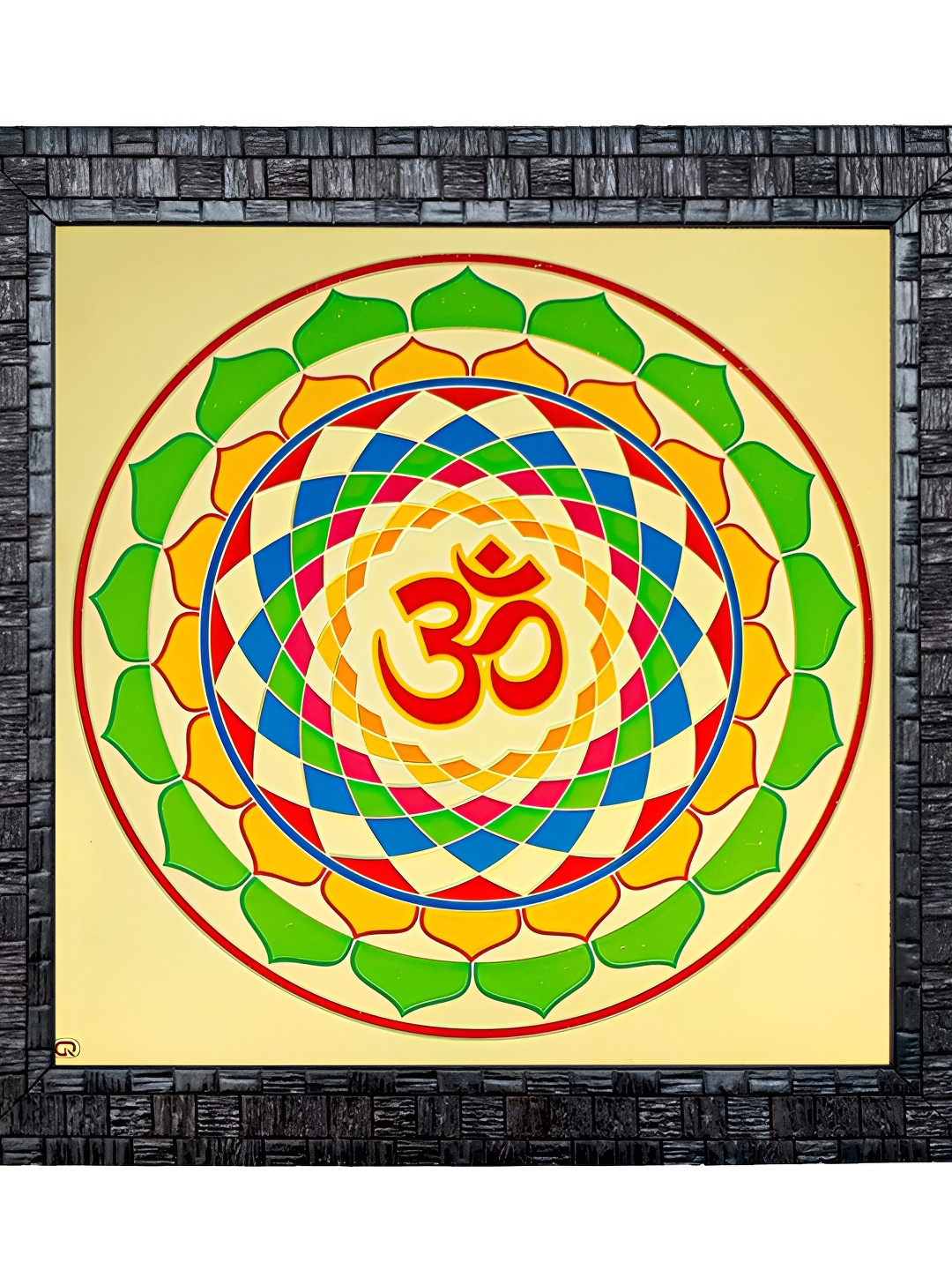 Hawai Gold-Toned & Green Om 24k Wooden Wall Photo Frame
