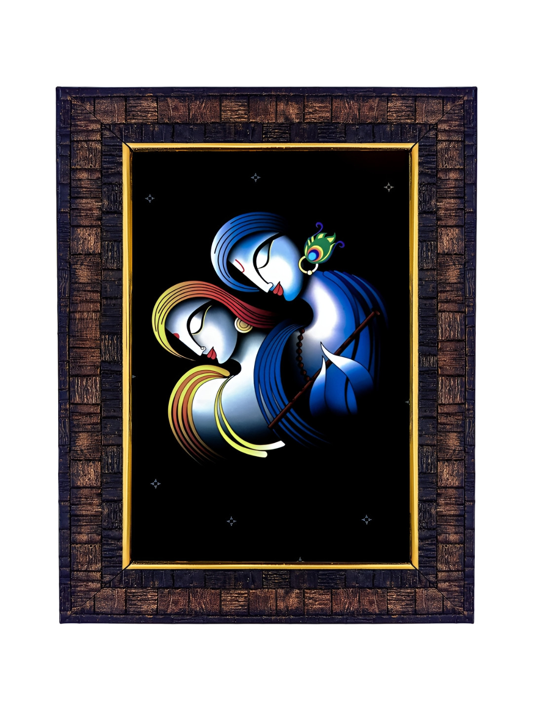 Hawai Blue & Brown Radha Krishna Wooden Photo Frame