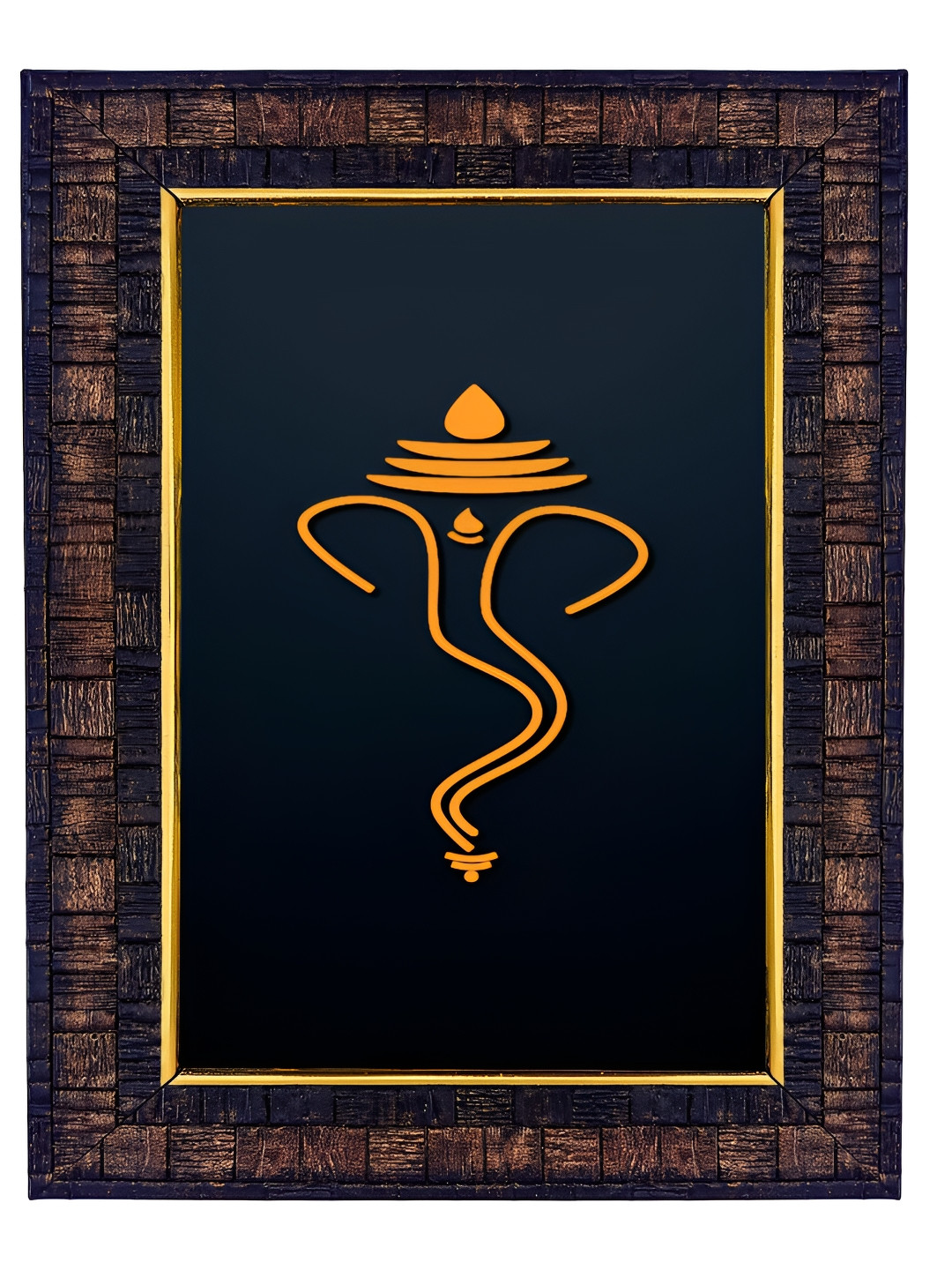 Hawai Gold Toned & Black Ganesha Ganpati Wooden Wall Hanging Photo Frame