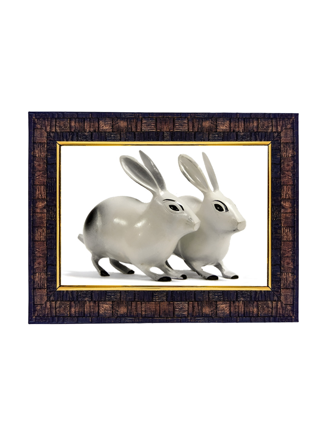 Hawai White & Brown Rabbit Printed Wooden Photo Frame