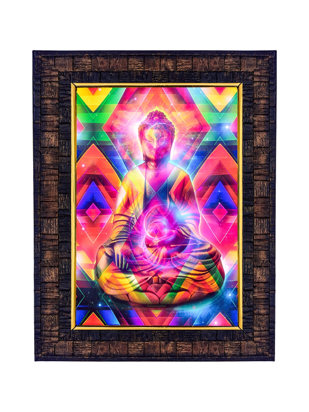 Hawai Pink & Blue Meditating Buddha Wooden Wall Photo Frame