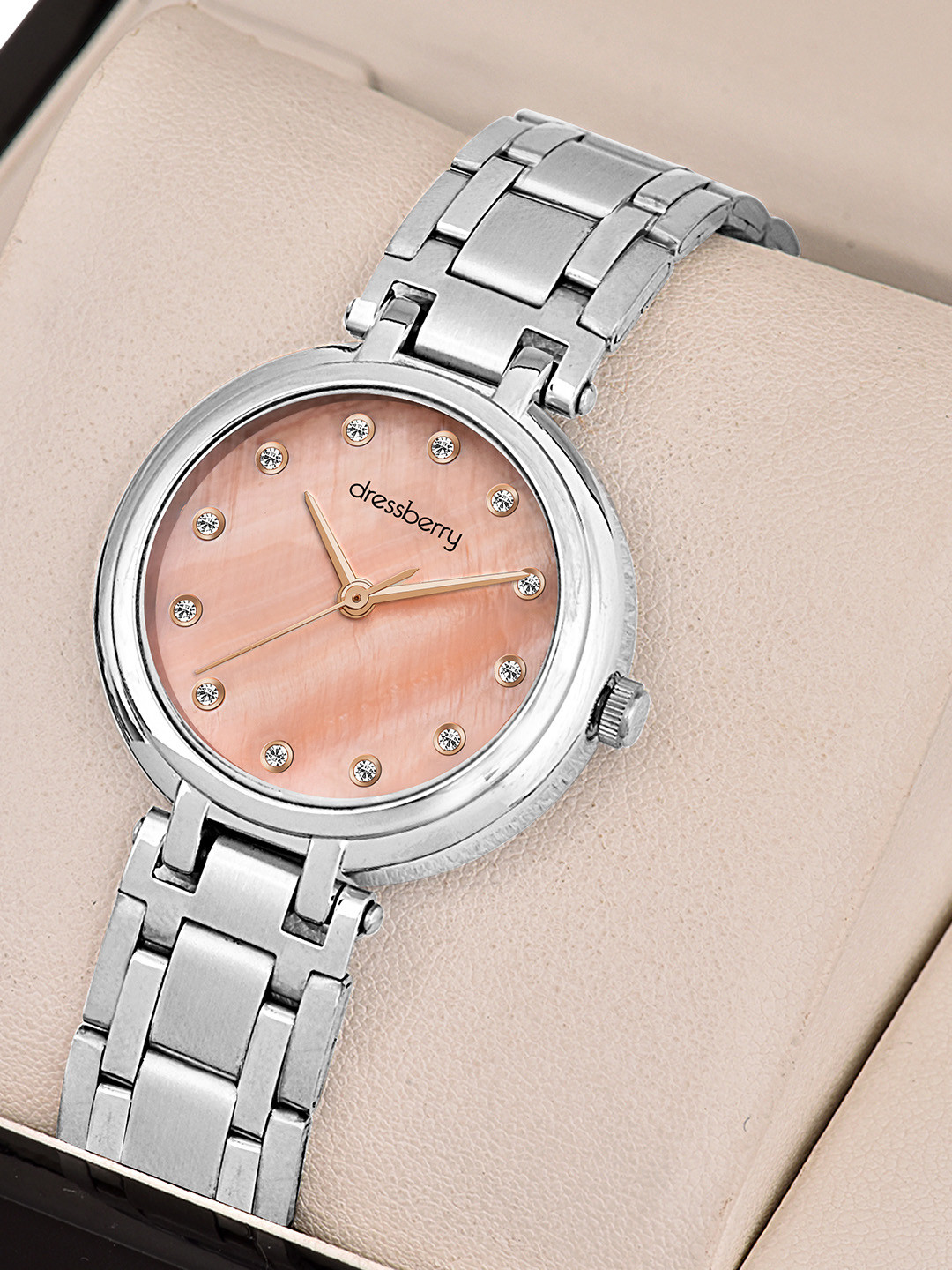 DressBerry Women Embellished Dial & Stainless Steel Bracelet Style Straps Analogue Watch DB 502 ROSE GOLD