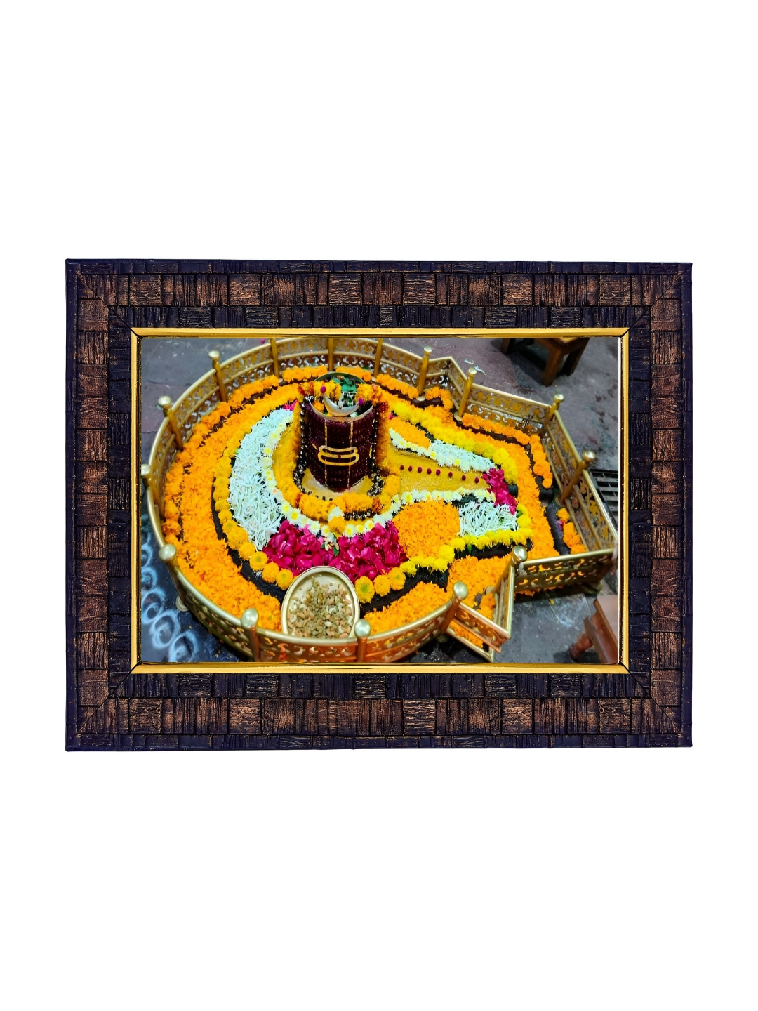 Hawai Black Lord Grishneswar Jyotirlinga Wooden Wall Photo Frame