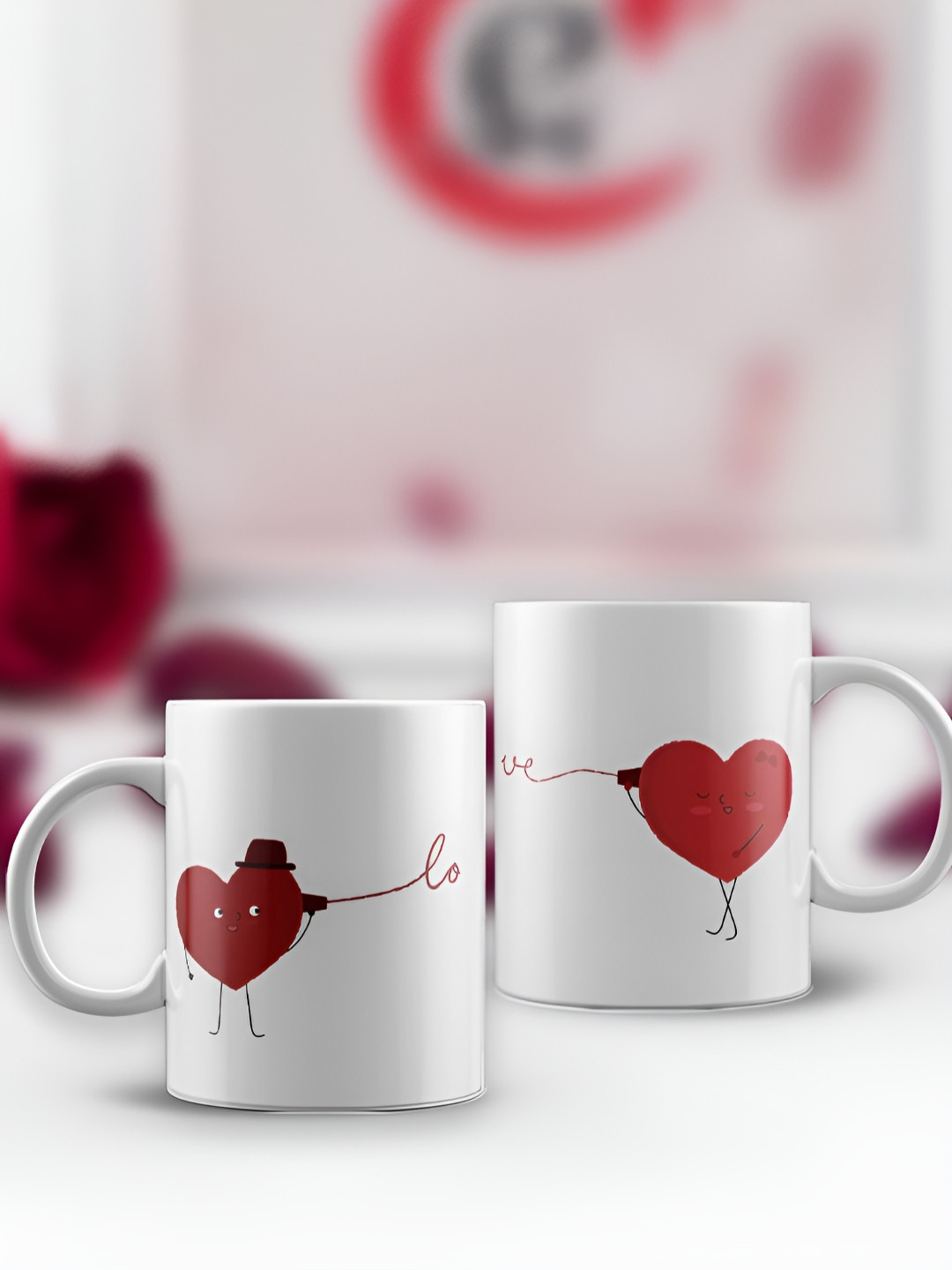 eCraftIndia You Are My Heart White Conversational Ceramic Handmade 2 Piece Mugs-325ml