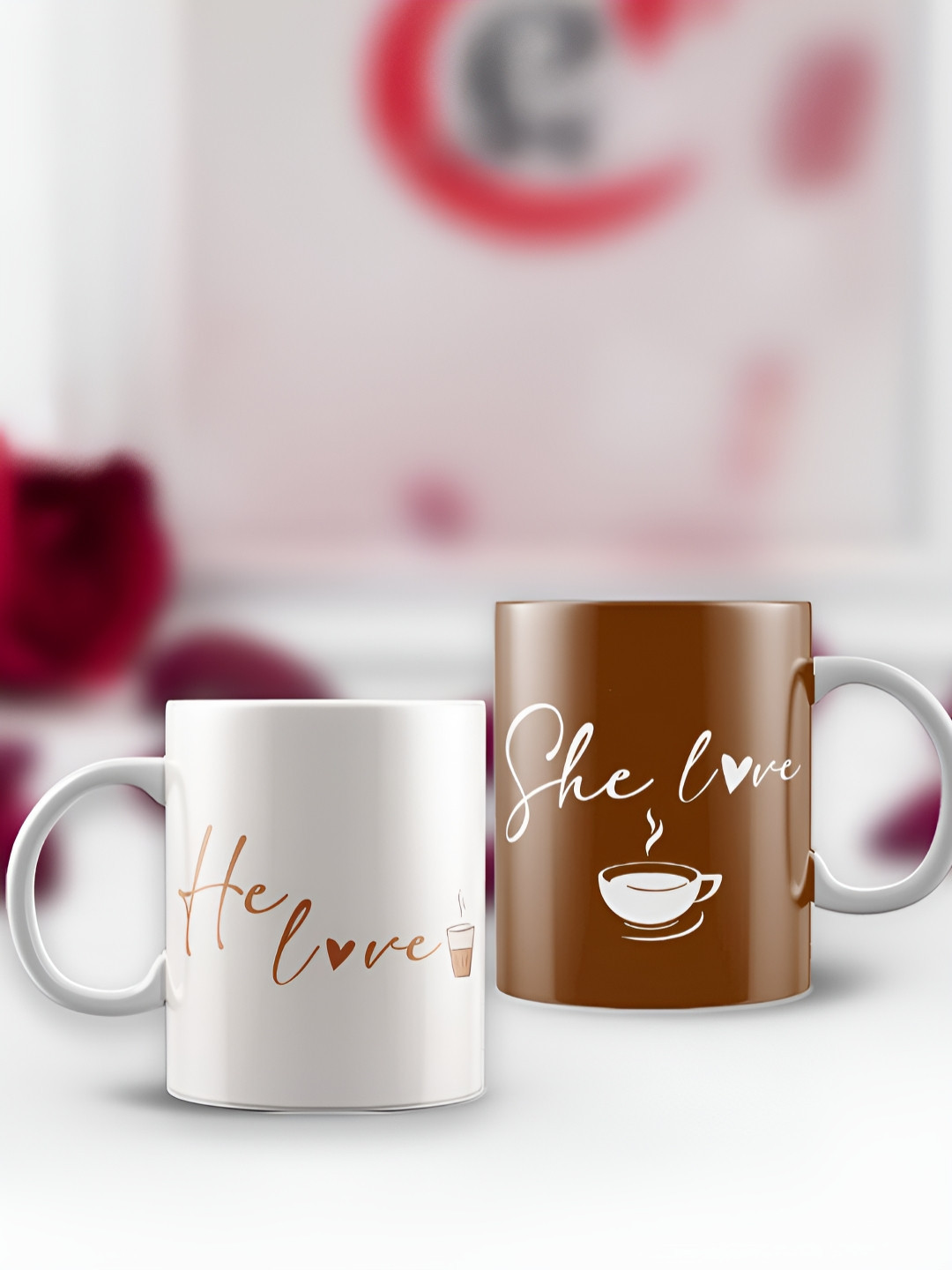 eCraftIndia Vogue Cloud Diamond White Typography Ceramic Handmade 2 Piece Mug-325ml