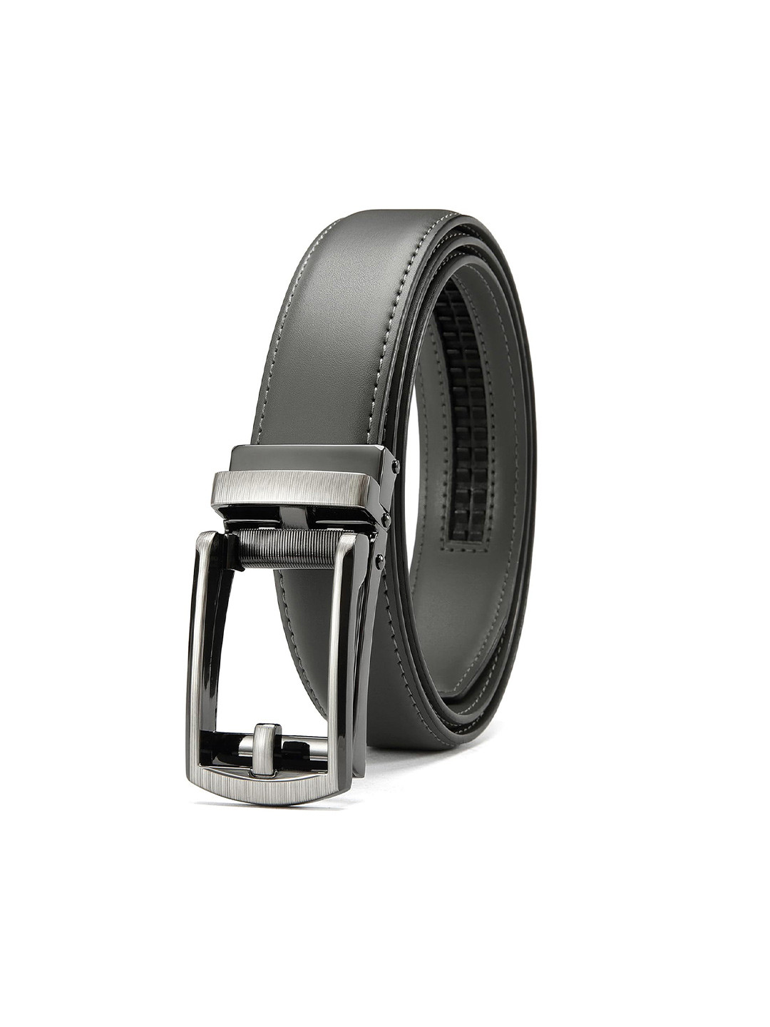 CONTACTS Men Auto Lock Grey Leather Belt