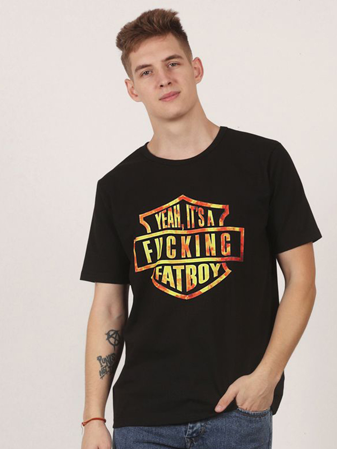 Casual Tees Men Biker Print T-shirt