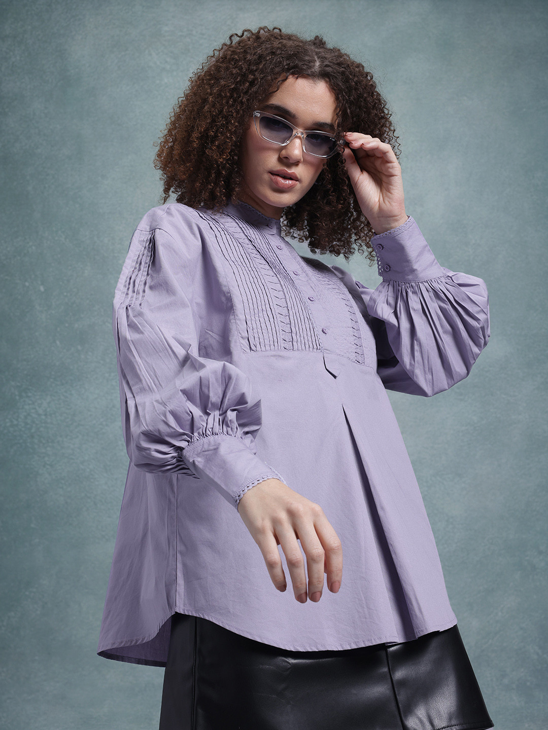 The Roadster Lifestyle Co. Classic Pin Tucks Volume Sleeves Pure Cotton Casual Shirt