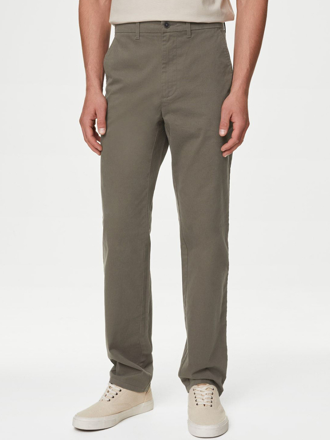 Marks & Spencer Men High-Rise Chinos Trousers