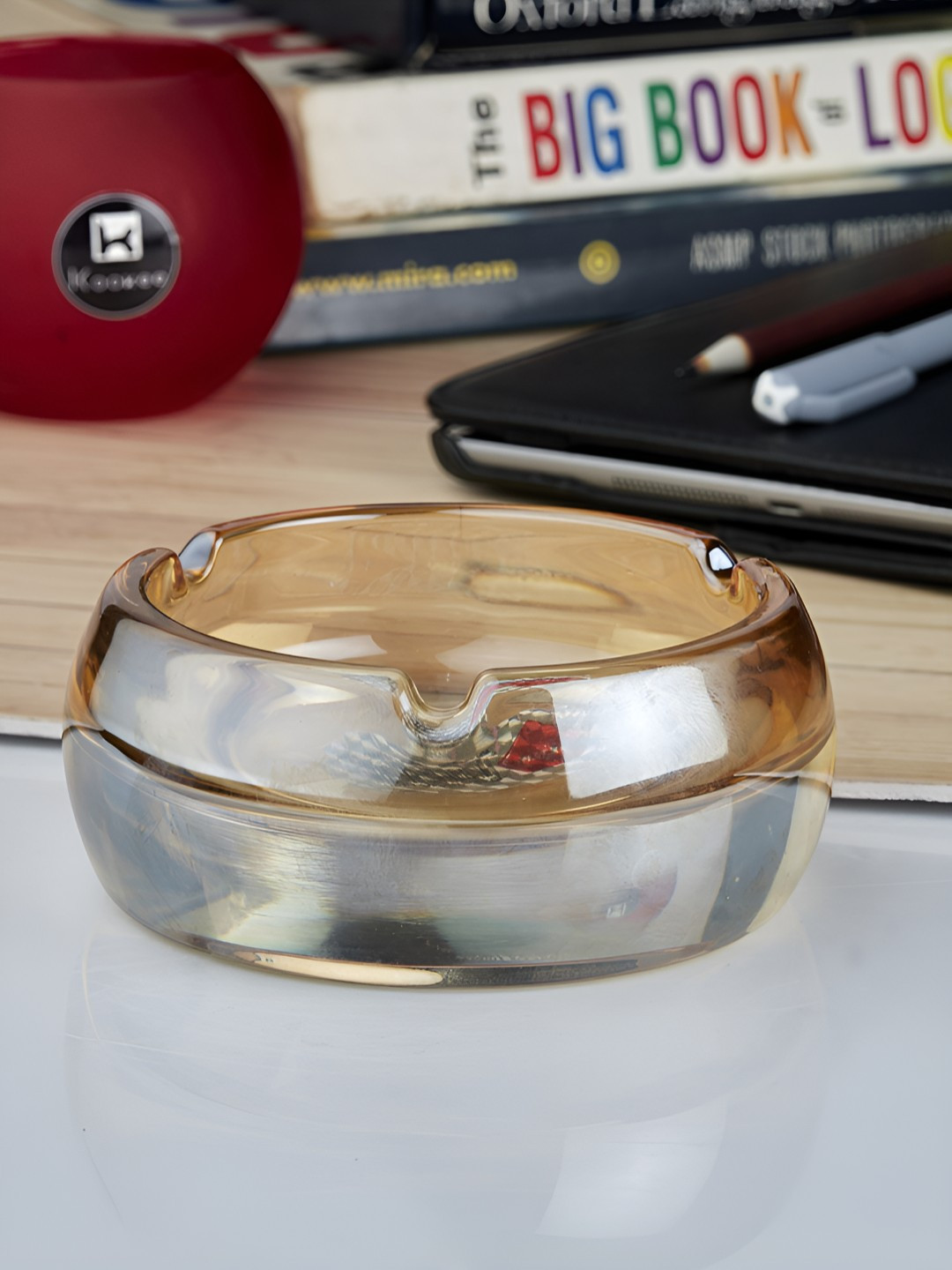 Kookee Transparent & Brown Glass Ash Tray