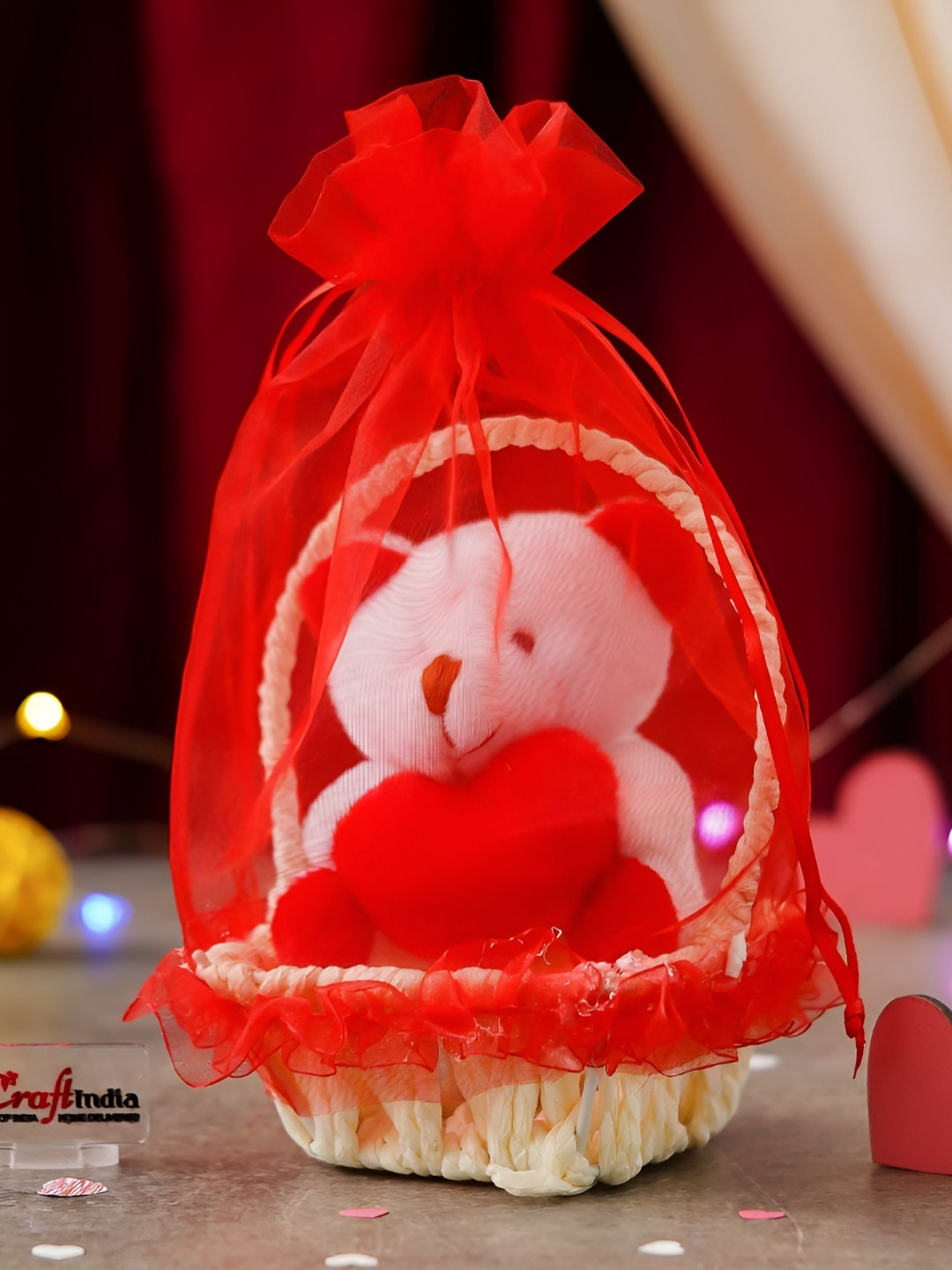 eCraftIndia Love Heart Cute Teddy Bear Teddy Day Valentine Gift Set