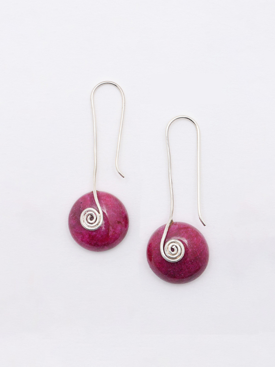 Exotic India Round Shape Cabochon Ruby Earrings