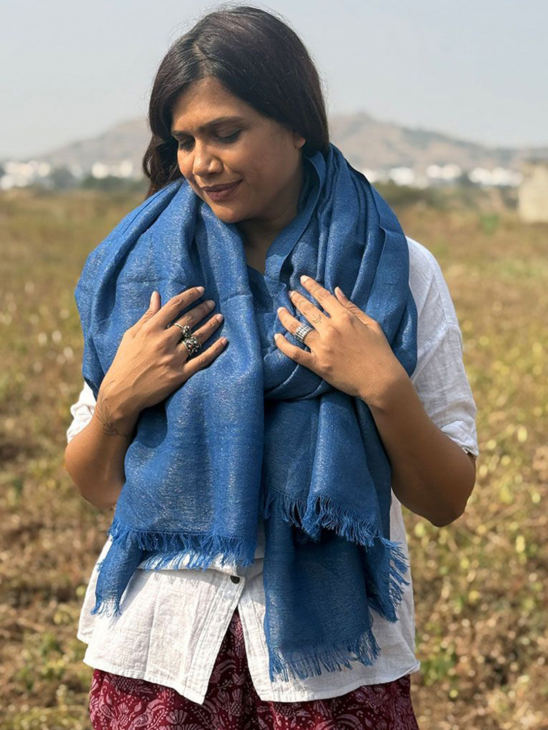 Chidiyaa Sardi Ki Dhoop Midnight Snuggle Pure Wool Zari Shawl