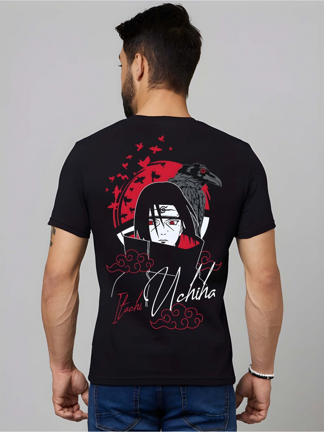 KAIDO Men Naruto Graphic Printed Round Neck Cotton T-shirt