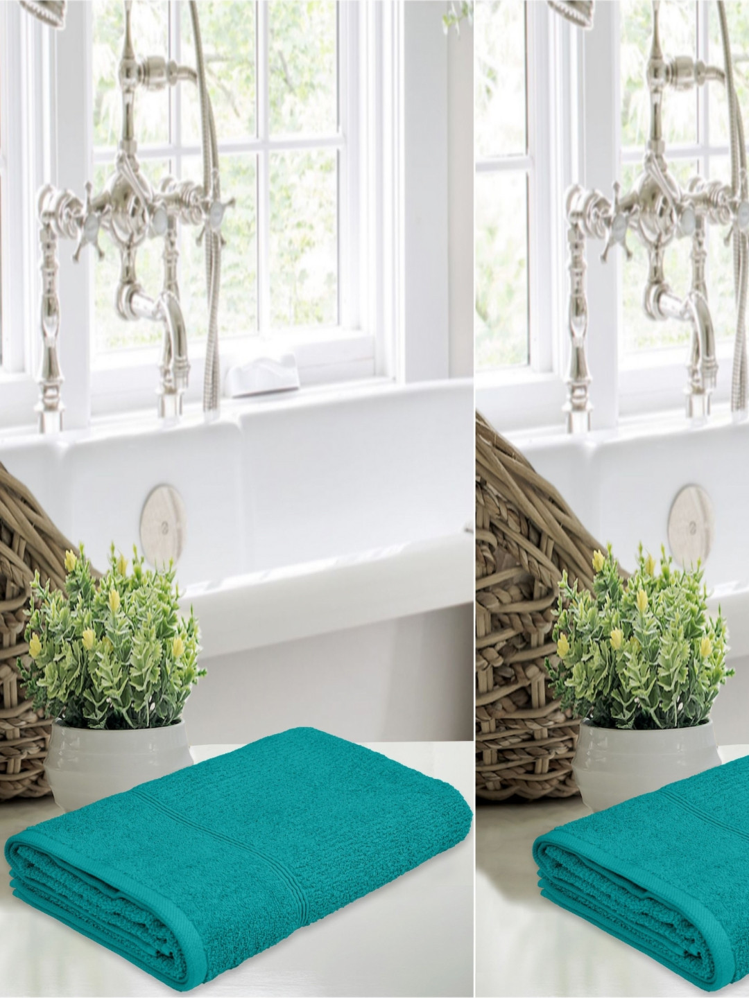 LERELIABLE Luxury Teal Green 2 Pieces Cotton 400 GSM Bath Towels