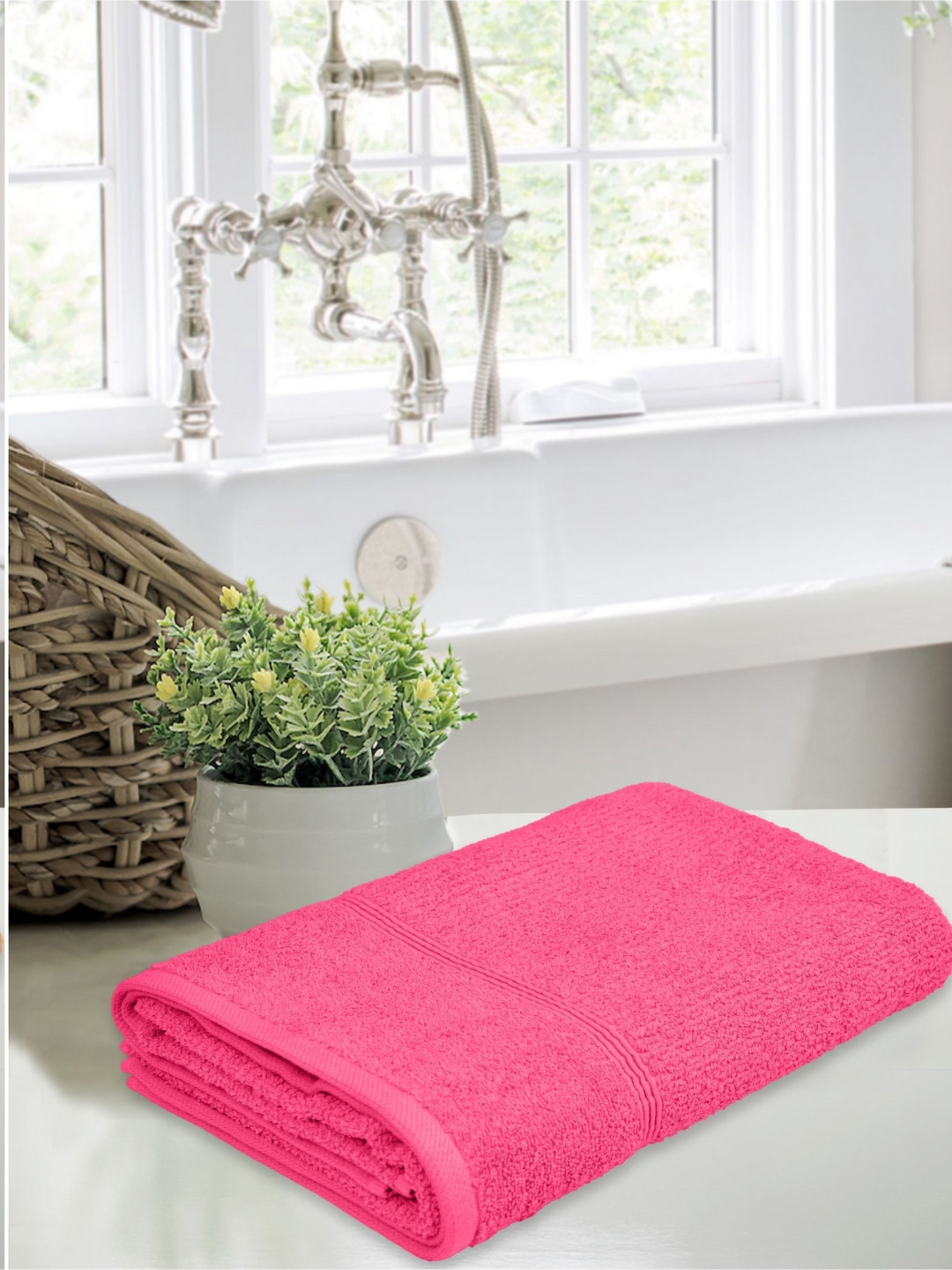 LERELIABLE Luxury Brown & Pink 2 Pieces Cotton 400 GSM Bath Towels