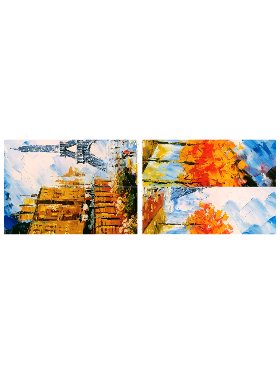 Inephos Eiffel Tower Paper 4 Piece Wall Rectangle Paintings Wall Art -33 x 24 In