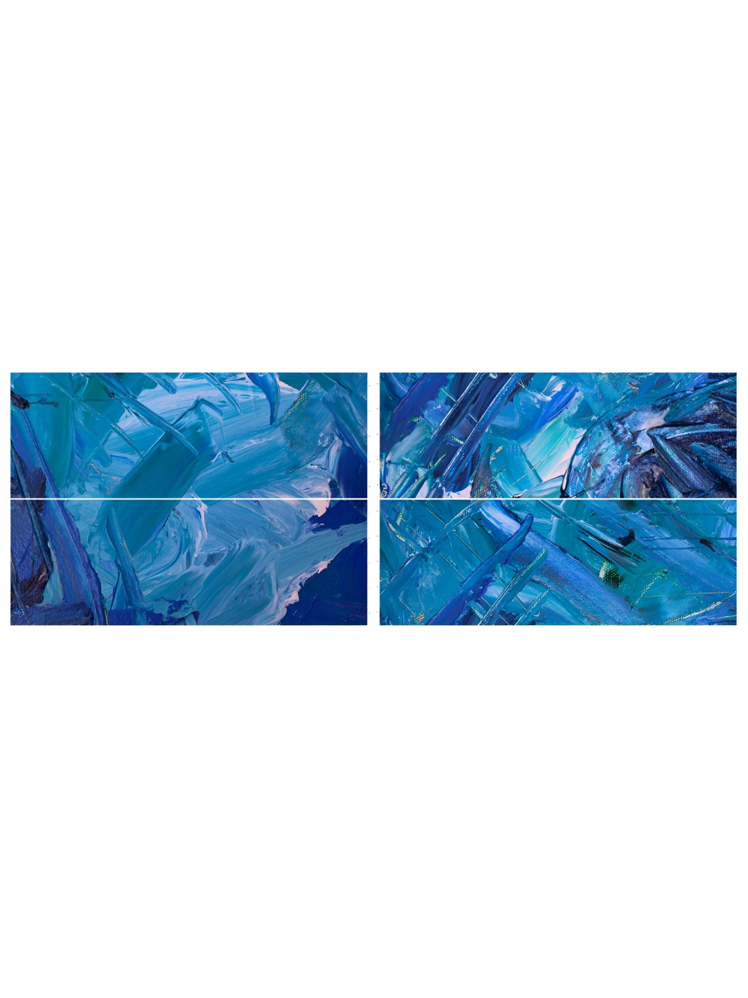 Inephos Blue & Green 4 Pieces Abstract Paintings Vinyl Wall Arts