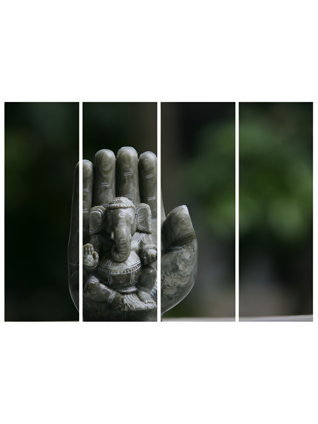 Inephos Black And White 4 Pieces Ganesha Printed Religious Vinyl Wall Arts