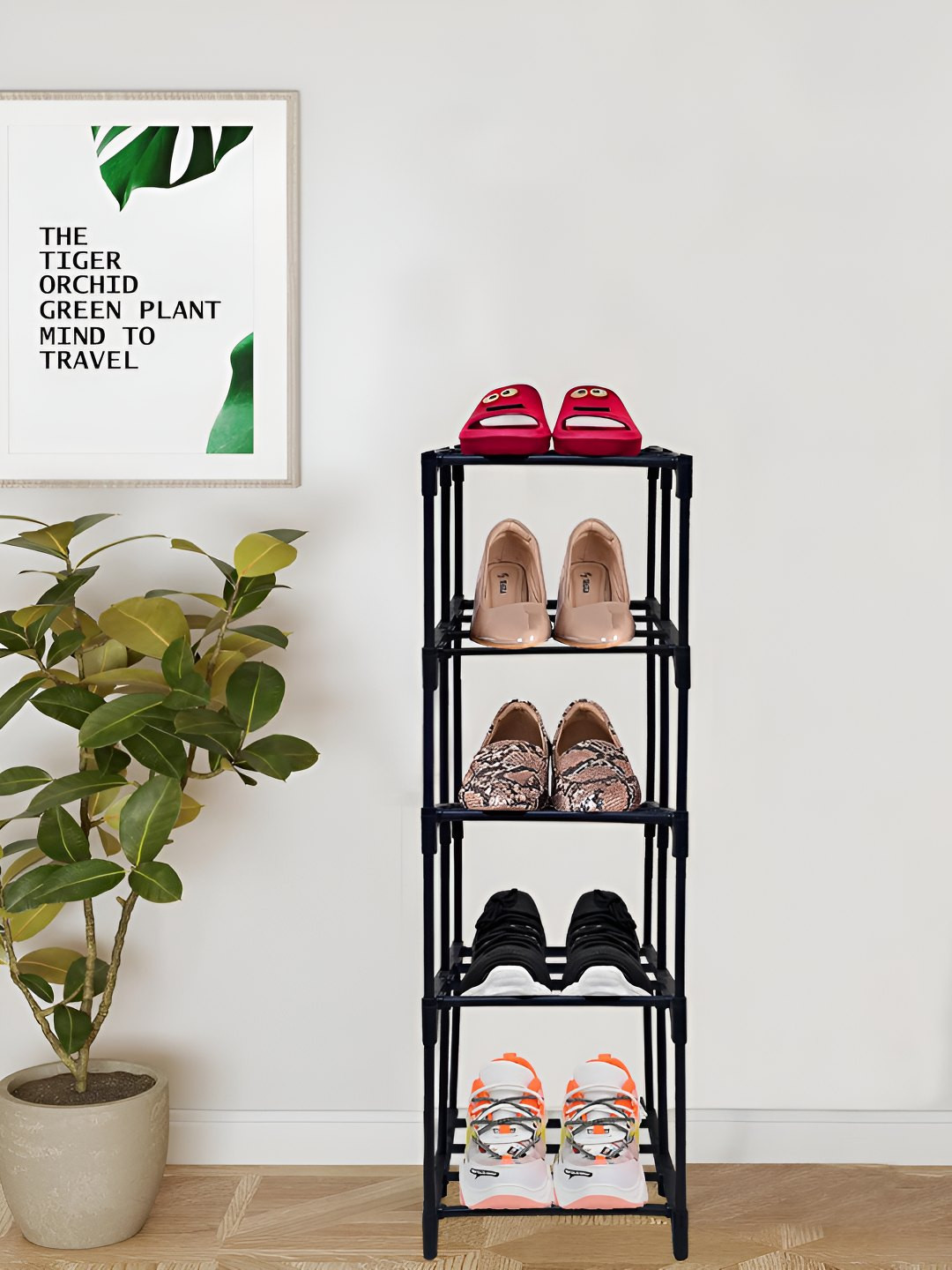 Urban Choice Black 5 Drawers Shoe Rack