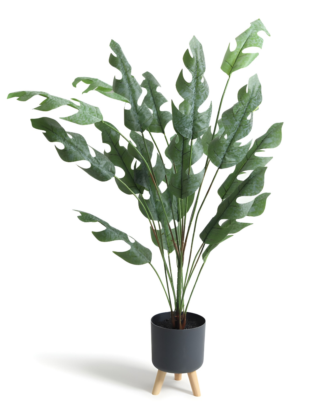 HABERE INDIA Green & Black Monstera Deliciosa Artificial Plant With Pot