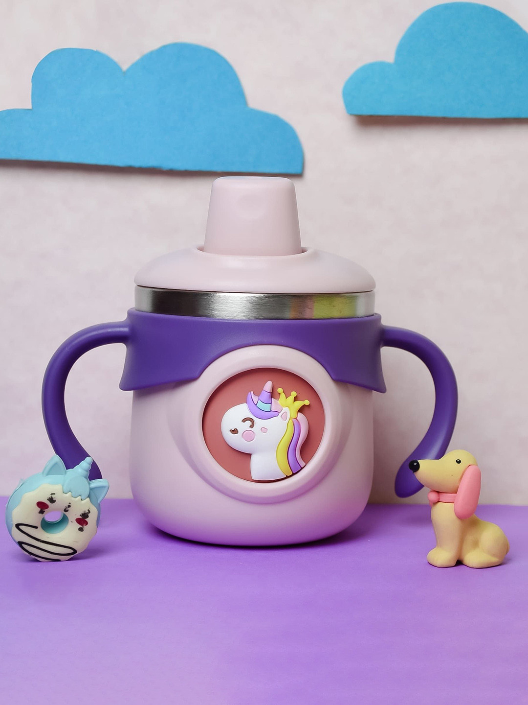 The Little Lookers Purple & Grey Double Wall Insulated Sipper With Straw