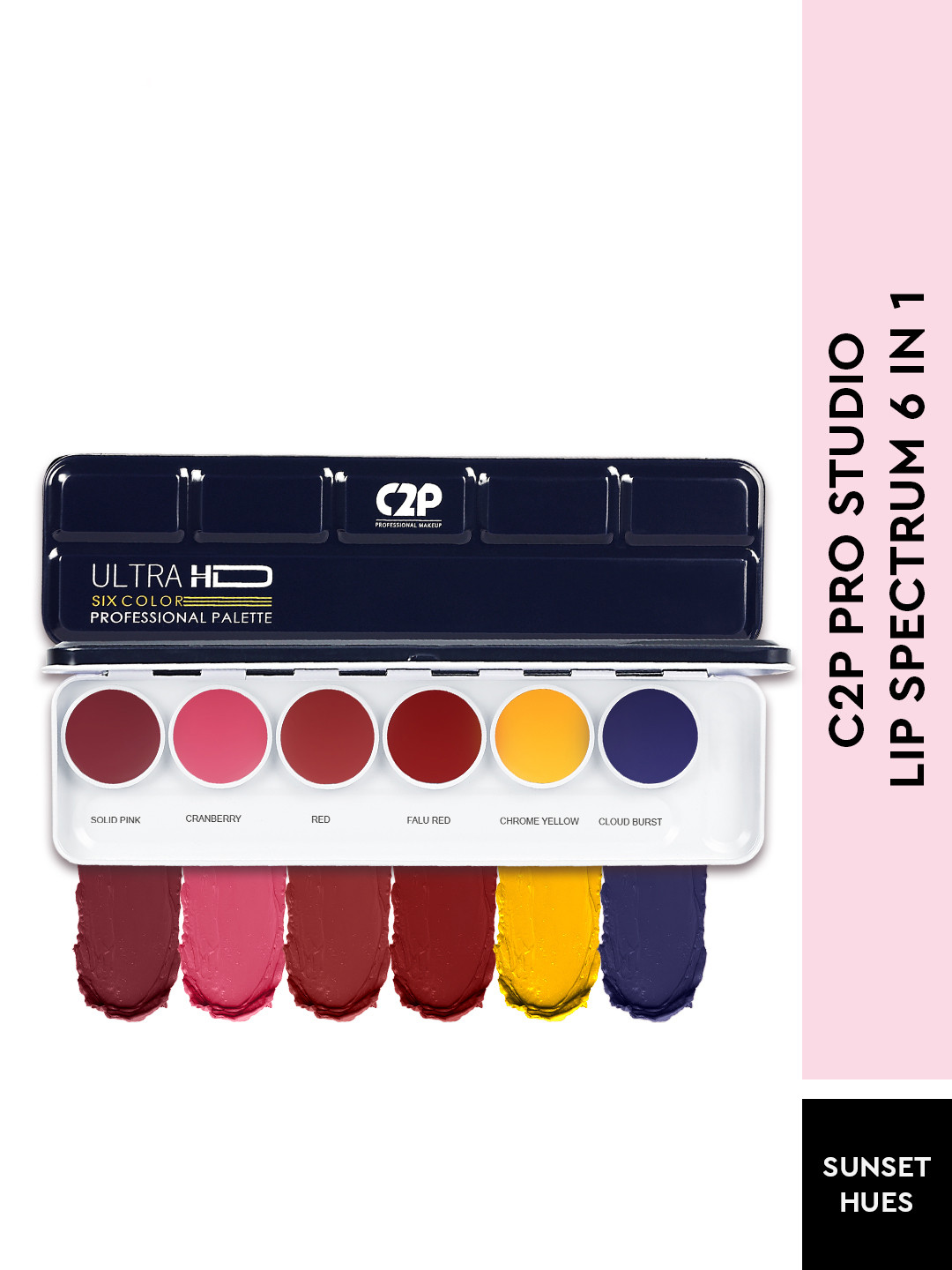 C2P PROFESSIONAL MAKEUP 6 In 1 Waterproof Lipstick Palette- 21 g- Sunset Hues