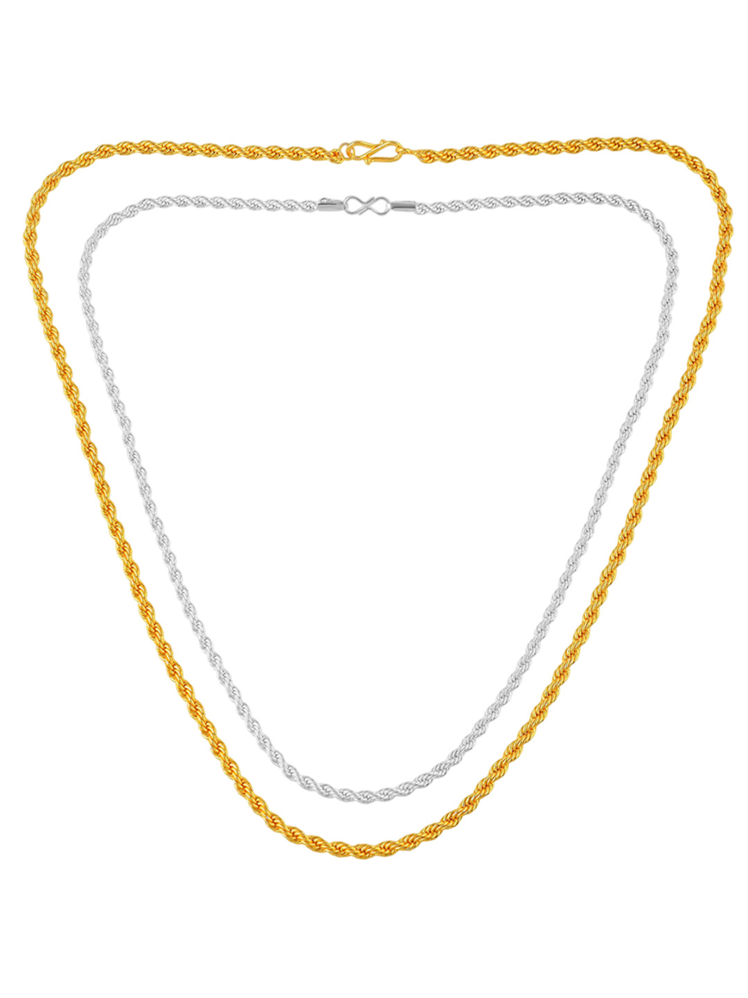 MEMOIR Unisex Set Of 2 Gold & Silver Plated Rope Design Chain