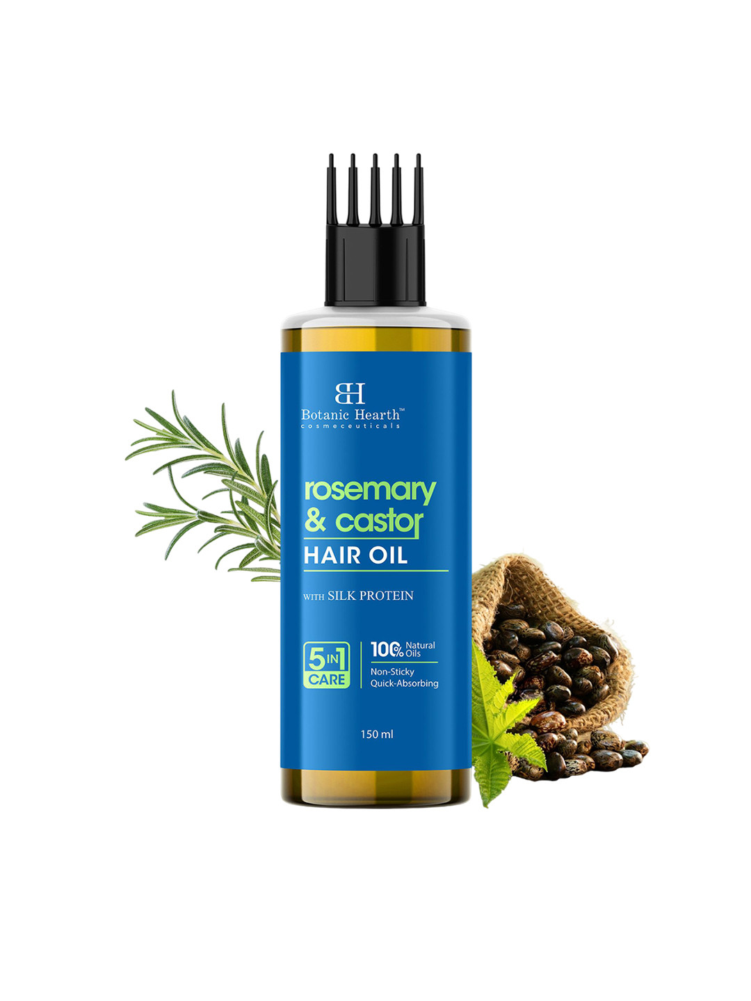 Botanic Hearth Rosemary & Castor Hair Oil With Silk Protein - 150 ml