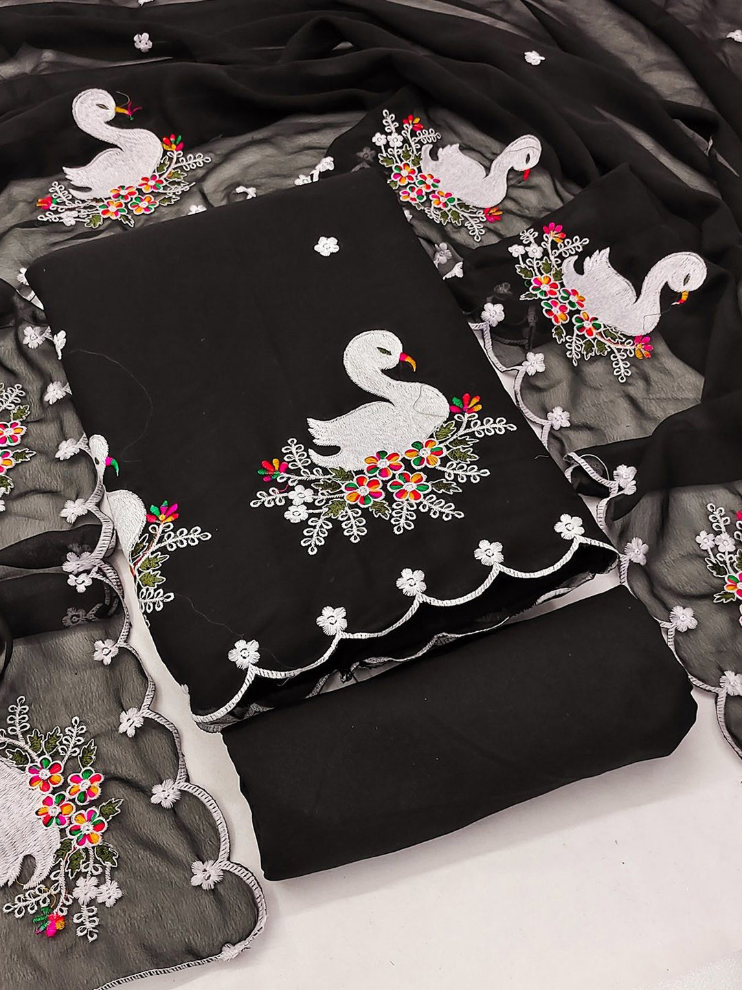 Mayta Fashion Floral Embroidered Sequinned Georgette Unstitched Dress Material