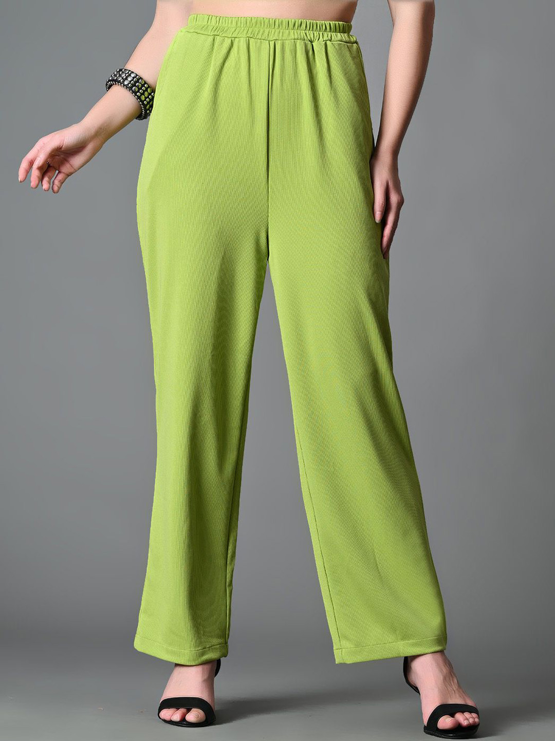 DressBerry Women Comfort Loose Fit High-Rise Wrinkle Free Trousers