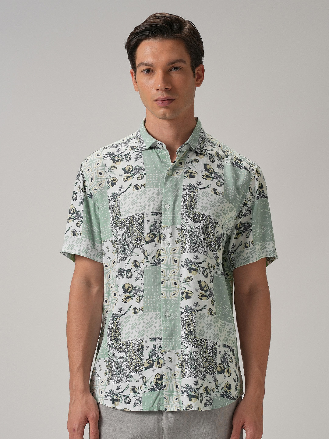 Banana Club Men Paisley Mint Green Print Half Sleeve Shirt