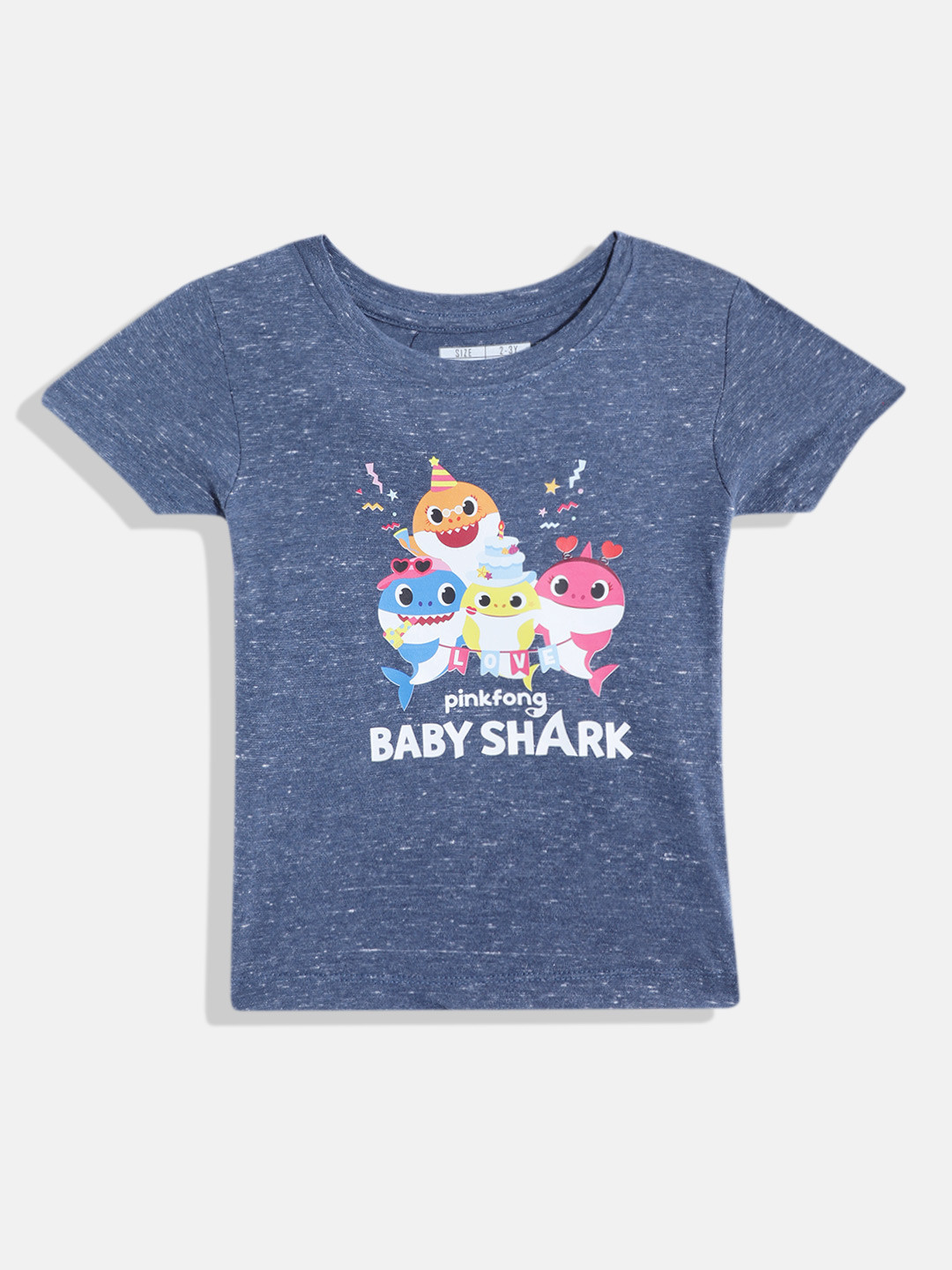Eteenz Girls baby Shark Printed Pure Cotton T-shirt