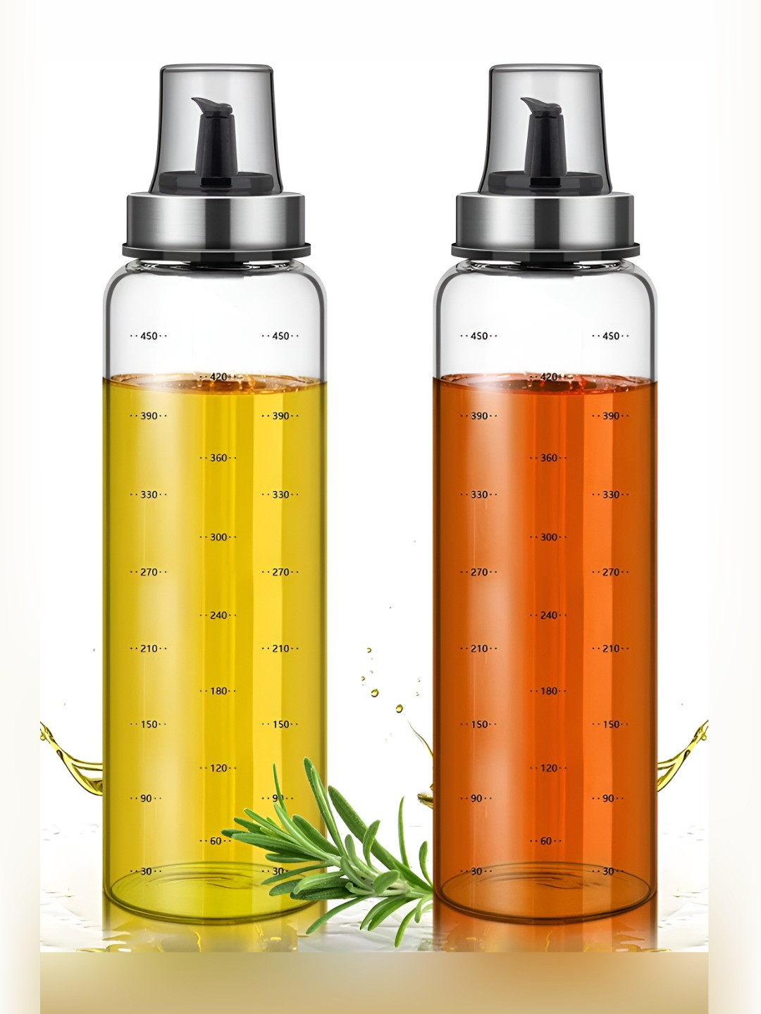 We3 Transparent 2 Pieces Glass Dishwasher Safe Seasoning  Oil Dispenser