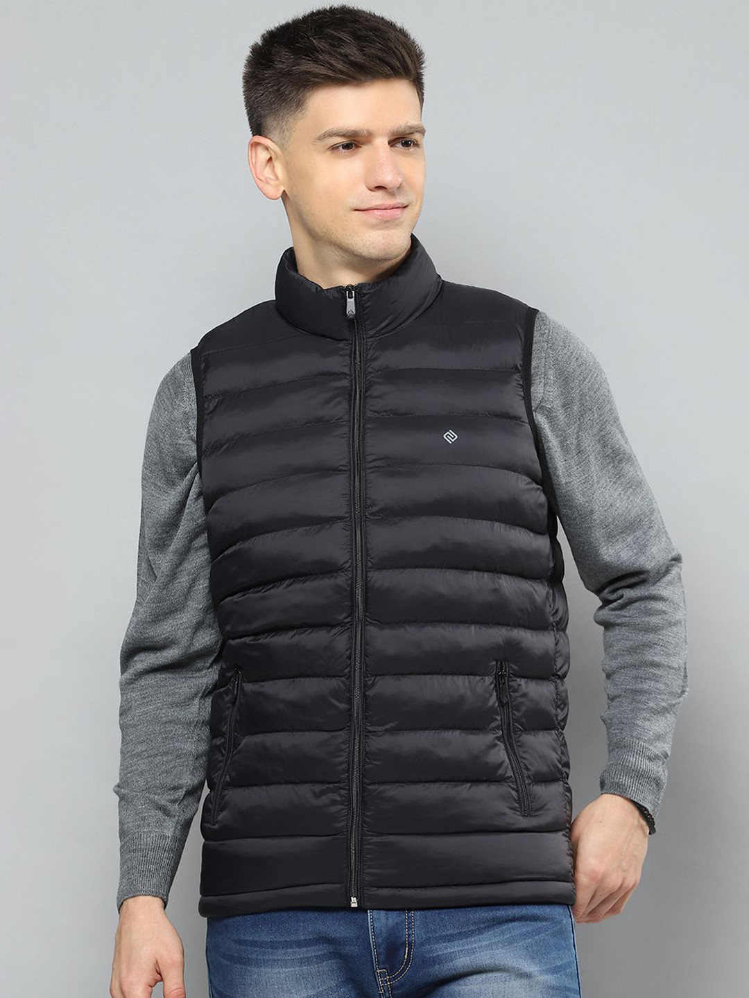 Cloak & Decker Men Mock Collar Solid Casual Puffer Lightweight Jacket