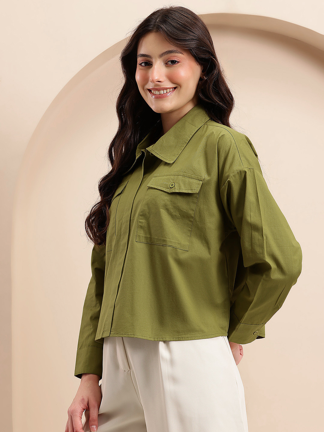 Mast & Harbour Pocket Detail Cotton Boxy Fit Shirt