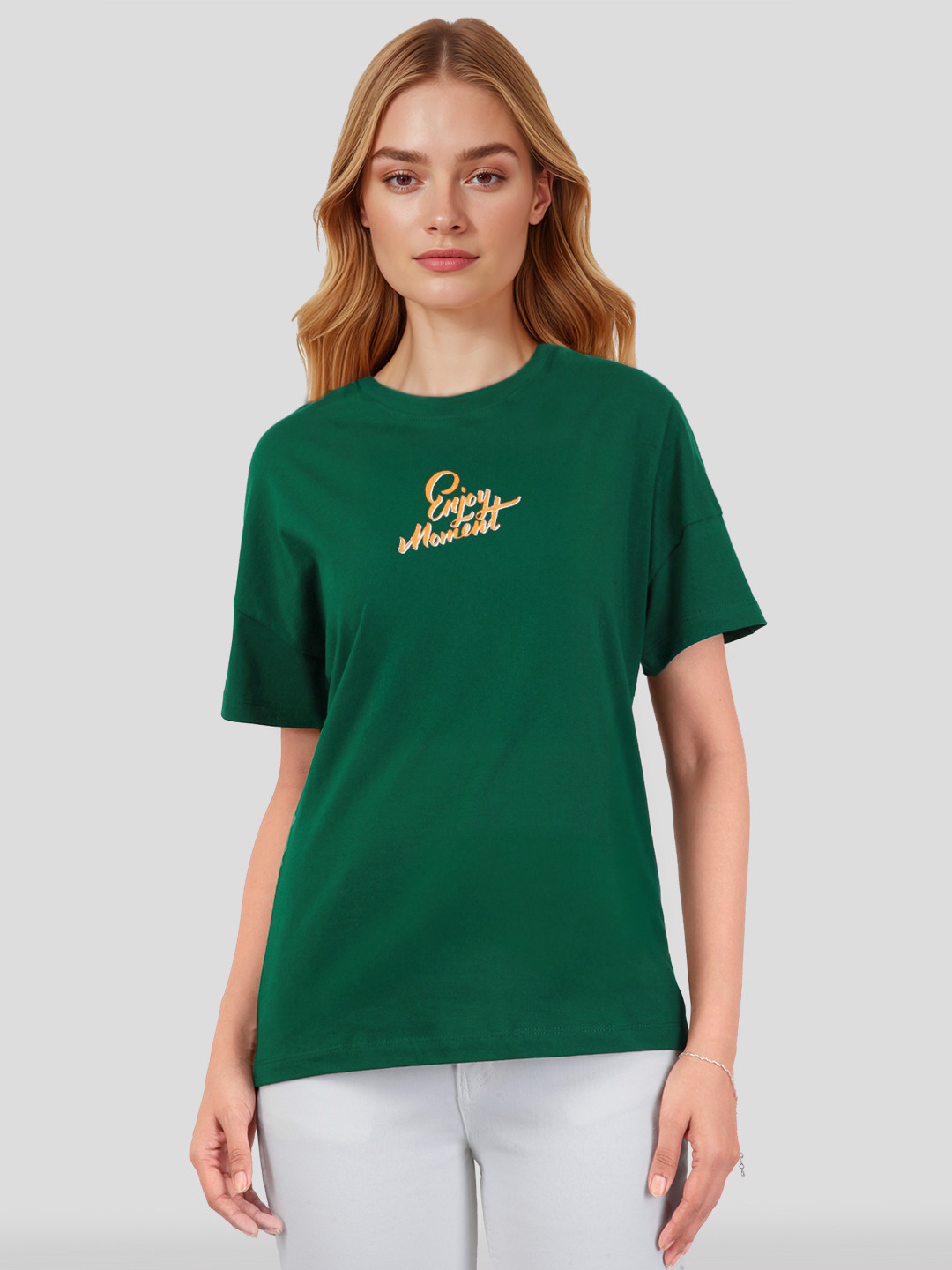 Mast & Harbour Typography Printed Drop-Shoulder Sleeves Pure Cotton T-shirt
