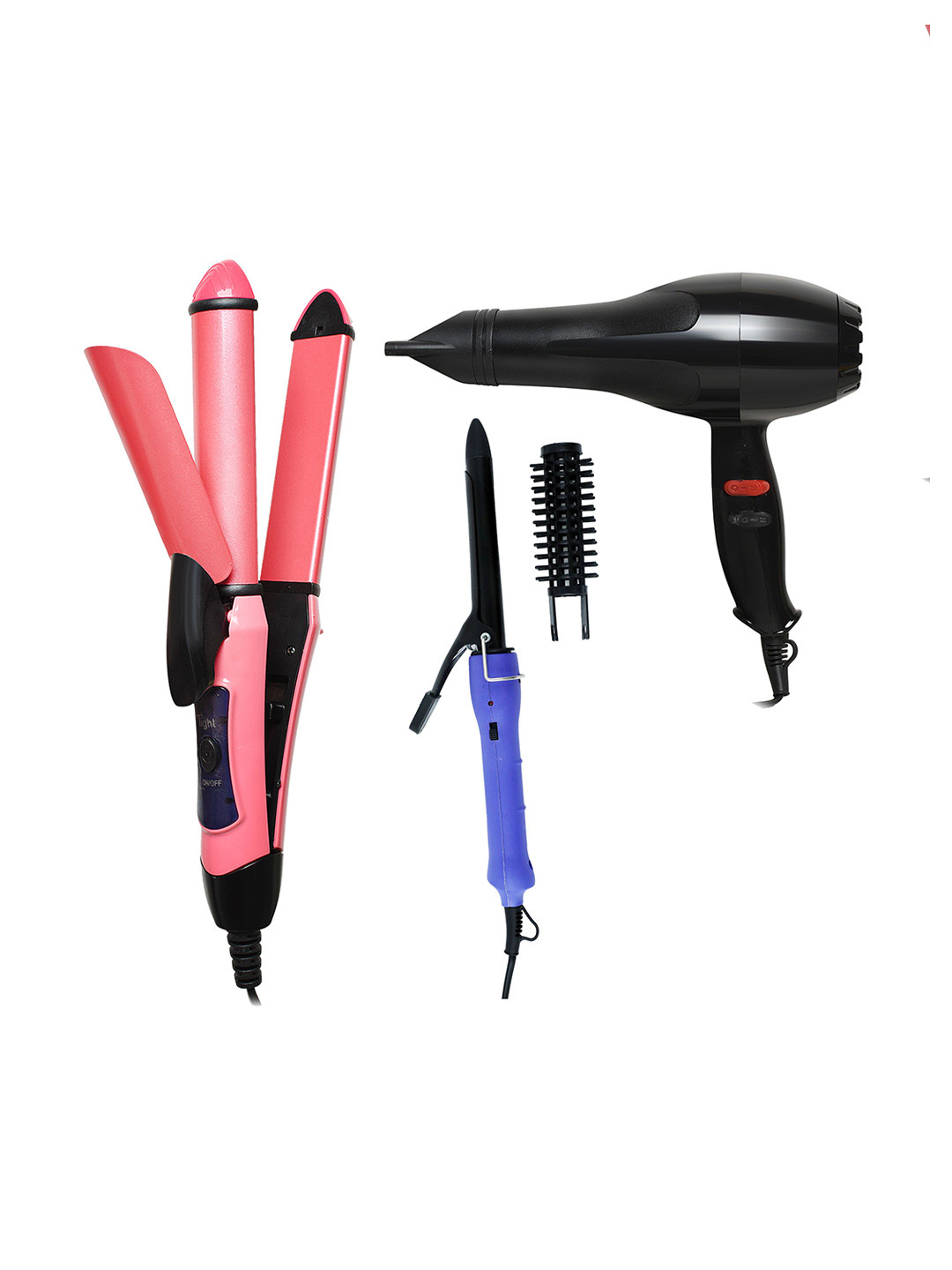 NIRVANI 3 Pcs 2800 2000 Watt Hair Dryer 2009 & 2 in 1 Hair Straightener 16B Hair Curler